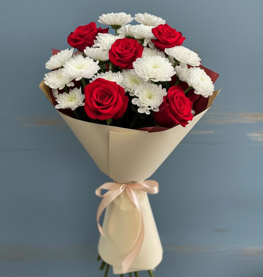 Букет цветов из: Розы и Хризантемы в Железноводском