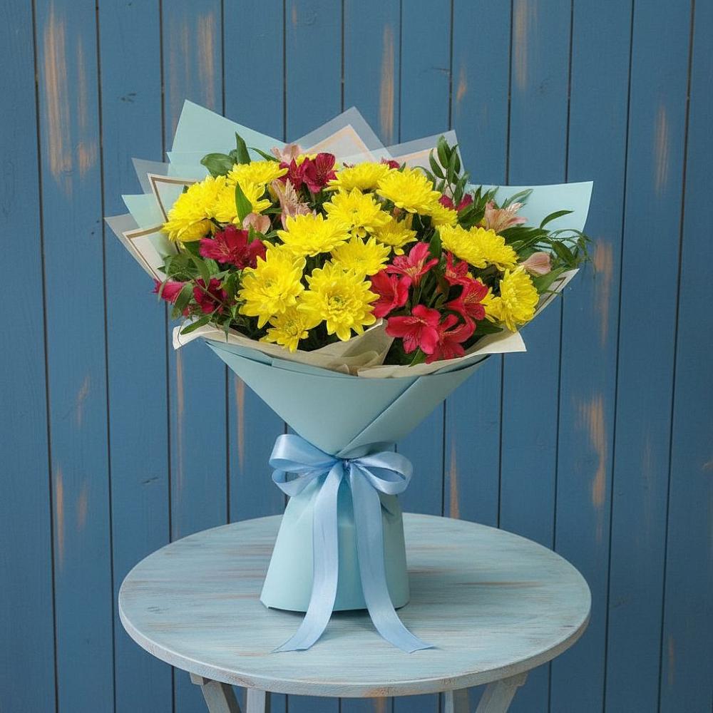 Букет цветов из: Альстромерии и Хризантемы в Железноводском