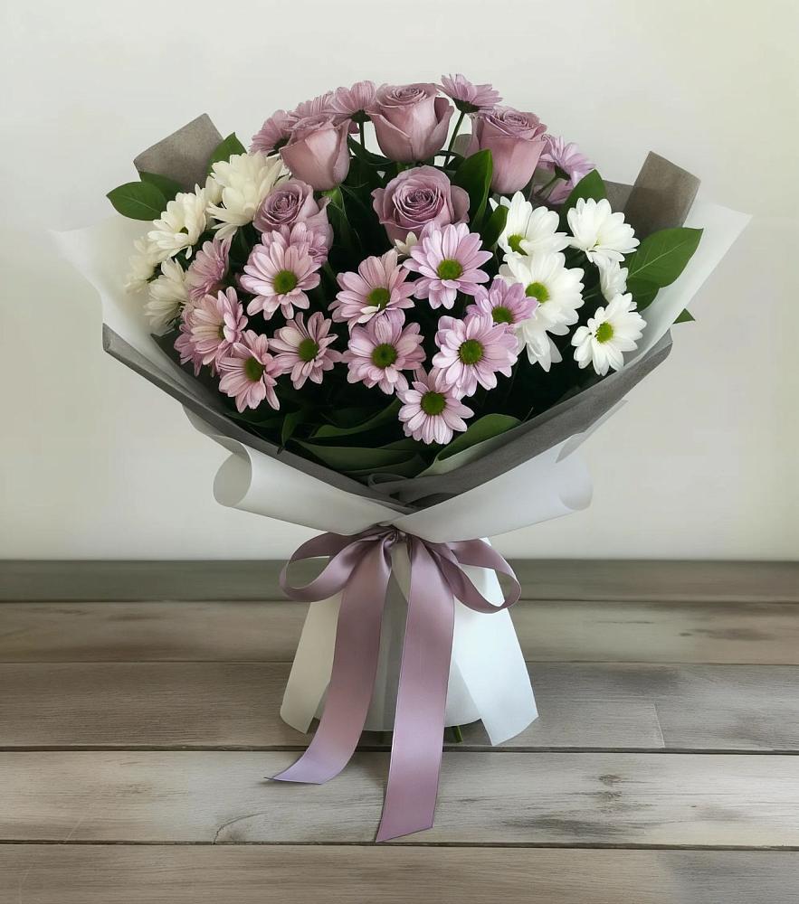 Букет цветов из: Хризантемы и Розы в Железноводском