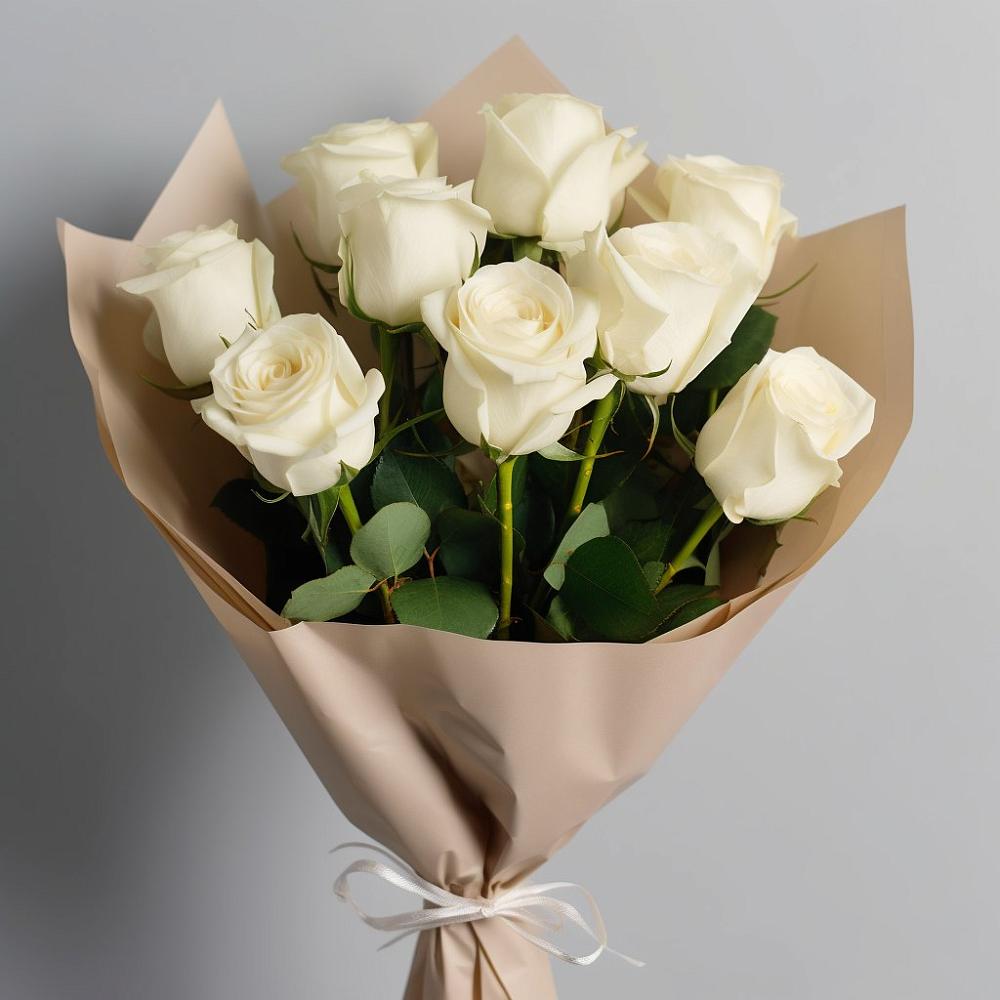 Букет 9 Белых роз Эдлесс Лав в Железноводском