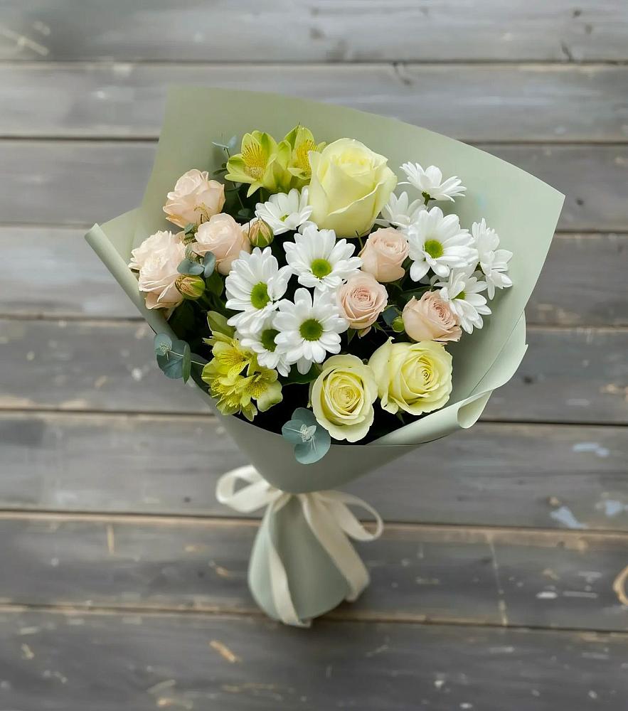 Букет цветов из: Альстромерии, Розы и Хризантемы в Железноводском