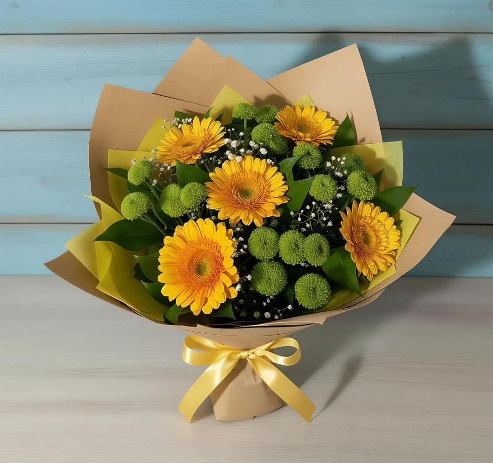 Букет цветов из: Герберы и Хризантемы в Железноводском