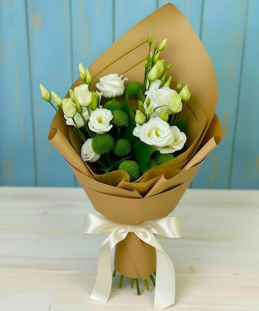 Букет цветов из: Хризантемы и Лизиантусы в Железноводском