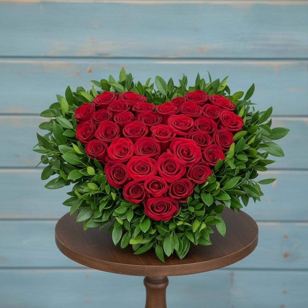 Цветочная композиция из Розы в виде сердца в Железноводском