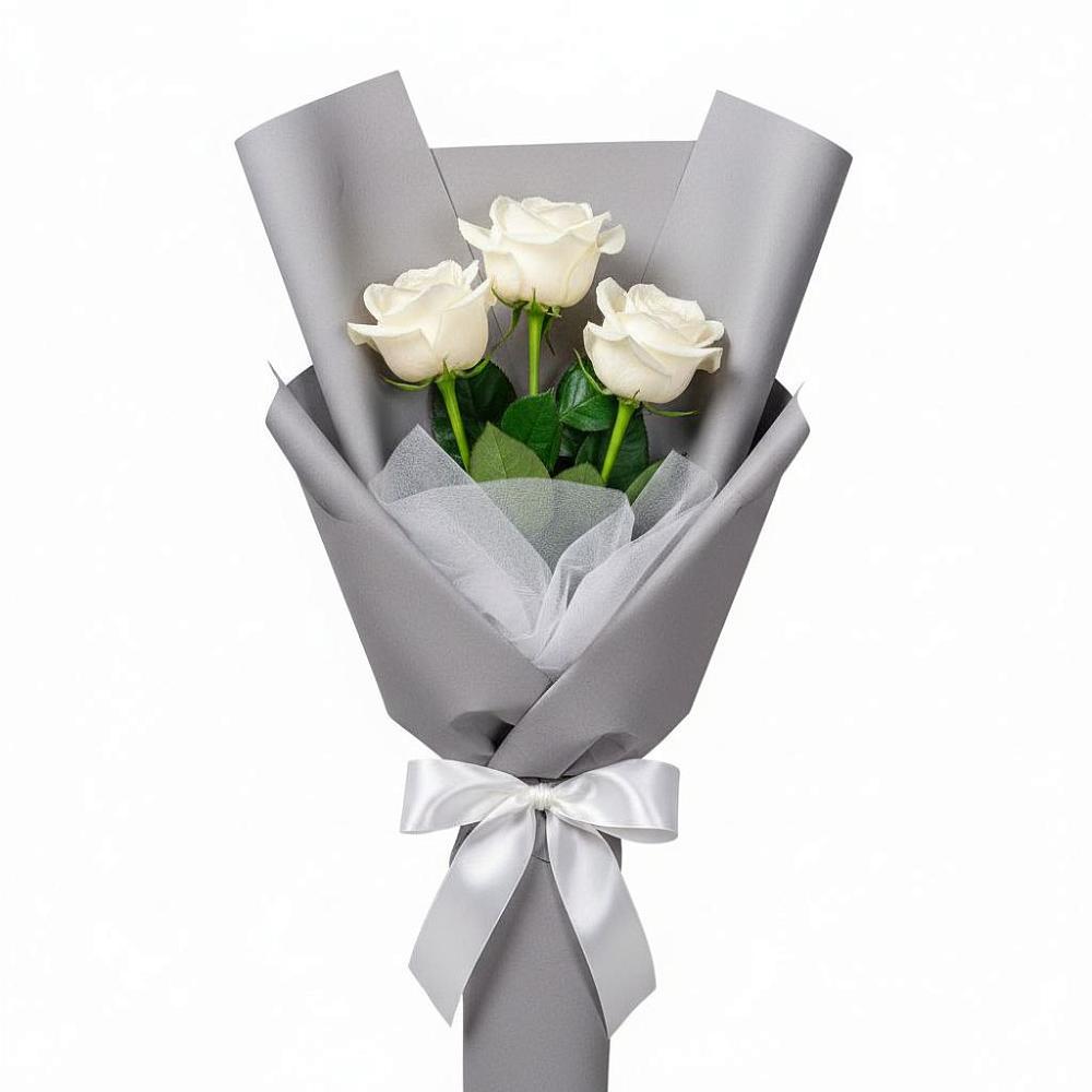 Букет 3 белые розы в Железноводском