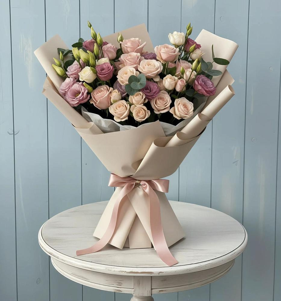 Букет цветов из: Розы и Лизиантусы в Железноводском