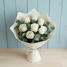 Букет Белые розы в Эвкалипте в Железноводском