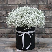 Цветочная композиция из Гипсофила в шляпной коробке в Железноводском