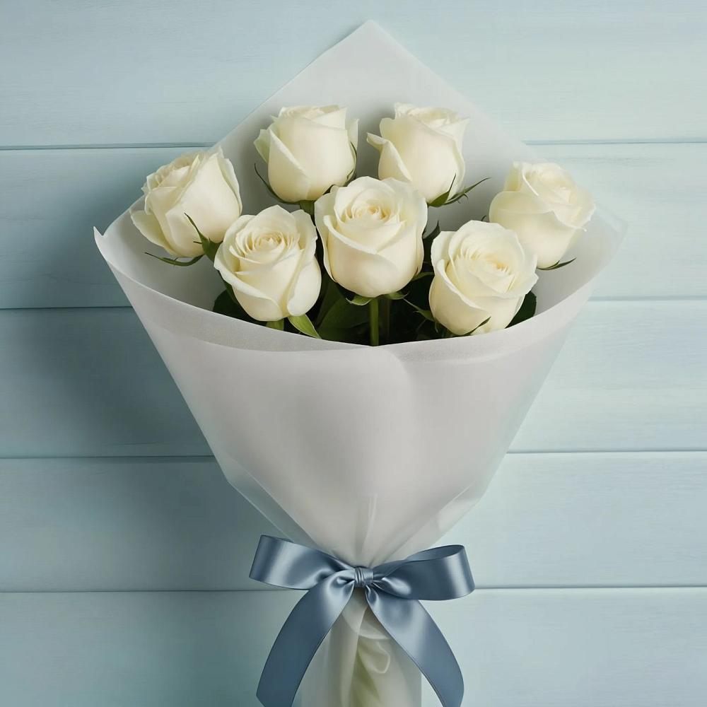 Букет 7 Белых роз Эдлесс Лав в Железноводском
