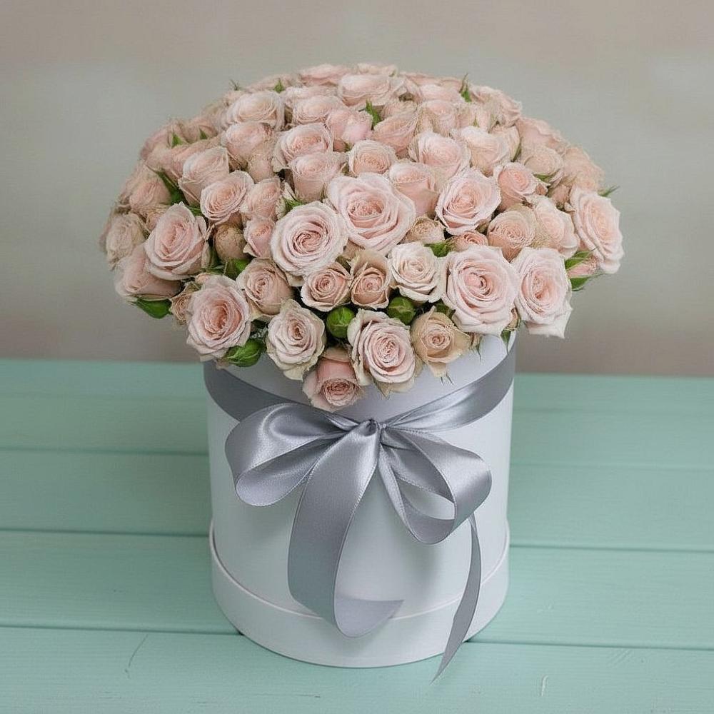 Цветочная композиция из Розы в шляпной коробке в Железноводском